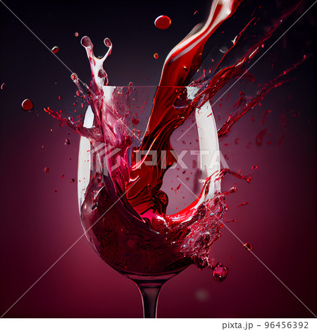 Splasehs of red wine into the glass against simple background. Pour alcohol, winery concept. Splasehs of red wine into the glass against simple background. Pour alcohol, winery concept. 96456392