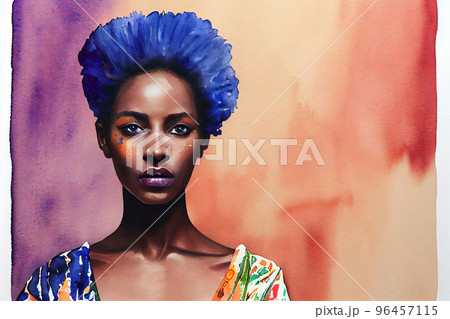 Portrait closeup Beauty fantasy african woman face Fashion model girl goddess posing. Arab turban head, jewellery bracelets. Professional makeup 96457115
