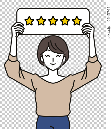高評価レビューと顧客満足を表現したイラスト 96457634