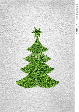和風デザインのクリスマスツリー、もみがみと緑の葉 和風デザインのクリスマスツリー、もみがみと緑の葉 96458051