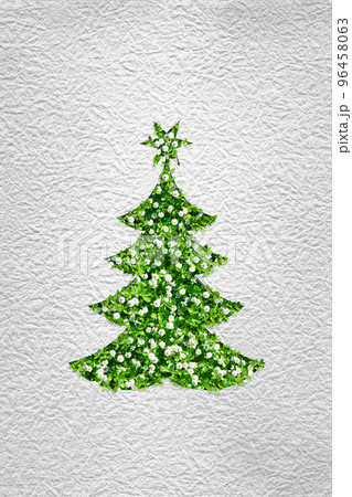 和風デザインのクリスマスツリー、もみがみと緑の花葉 96458063