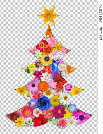 装飾に使える切り抜き素材、花咲くクリスマスツリー 装飾に使える切り抜き素材、花咲くクリスマスツリー 96458070