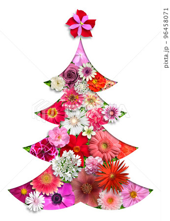 装飾に使える切り抜き素材、花咲くクリスマスツリー 装飾に使える切り抜き素材、花咲くクリスマスツリー 96458071