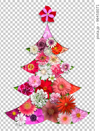 装飾に使える切り抜き素材、花咲くクリスマスツリー 装飾に使える切り抜き素材、花咲くクリスマスツリー 96458071