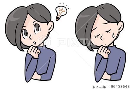 女性の上半身の表情 96458648