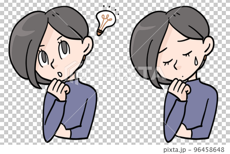 女性の上半身の表情 96458648