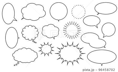 シンプルな吹き出しのイラストセット　ベクター背景素材 96458702
