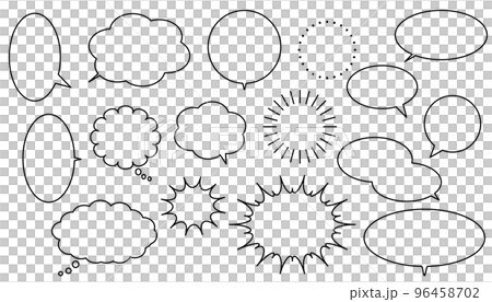 シンプルな吹き出しのイラストセット　ベクター背景素材 96458702