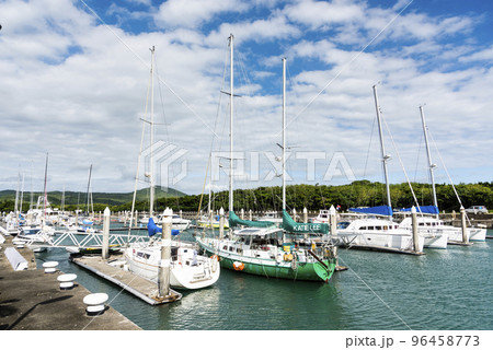 View of Houbihu yacht harbor at Kenting National Park in Pingtung, Taiwan. It was the first international yacht harbor in Taiwan. 96458773
