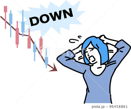 株価暴落で頭をかかえる女性 96458861