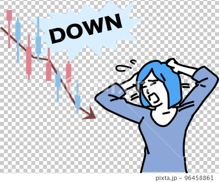 株価暴落で頭をかかえる女性 96458861