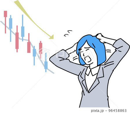 株価暴落で頭をかかえる女性 96458863