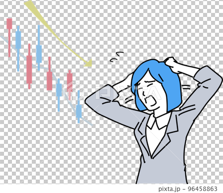 株価暴落で頭をかかえる女性 96458863