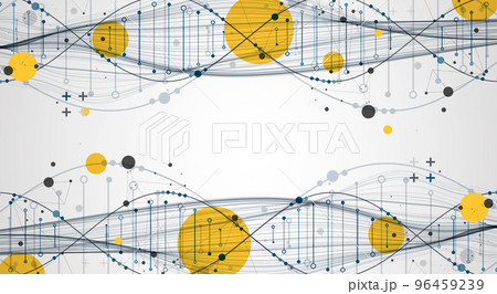 Abstract DNA background with plexus effect. Scientific and technological concept. 96459239