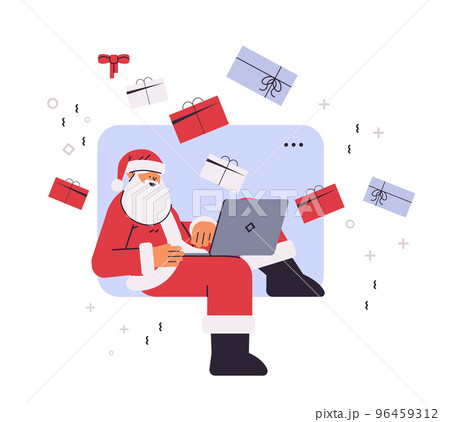 santa claus using laptop new year christmas holidays celebration concept horizontal 96459312