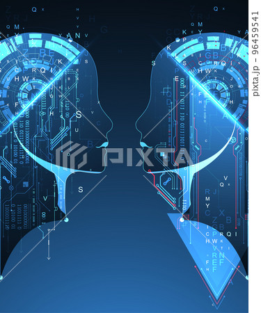 Artificial Intelligence. Technical background with a silhouette of a man. Big data concept. Machine cyber mind. 96459541