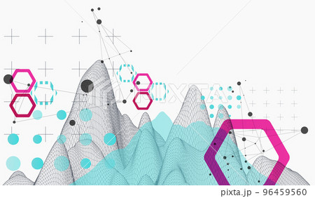 Modern science technology abstract background using hexagonal shapes. Wireframe spot surface illustration. Vector. 96459560
