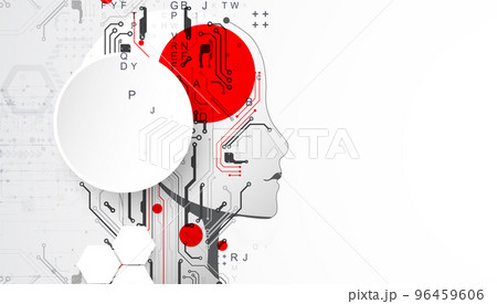 Artificial Intelligence. Technical background with a silhouette of a man. Big data concept. Machine cyber mind. Artificial Intelligence. Technical background with a silhouette of a man. Big data concept. Machine cyber mind. 96459606