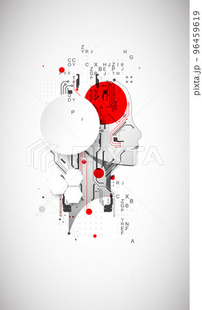 Artificial Intelligence. Technical background with a silhouette of a man. Big data concept. Machine cyber mind. Artificial Intelligence. Technical background with a silhouette of a man. Big data concept. Machine cyber mind. 96459619