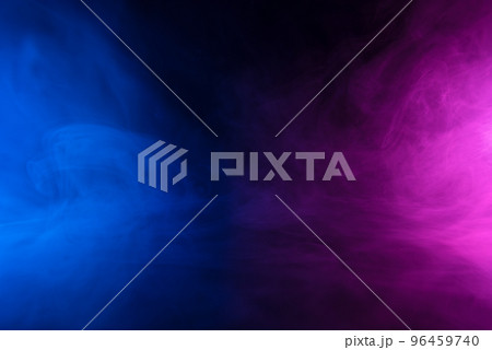 Clouds on smoke in neon light on dark empty scene 96459740