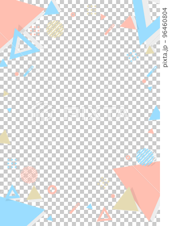 ピンクとブルーの三角形で構成する幾何学パターンの背景素材 96460804