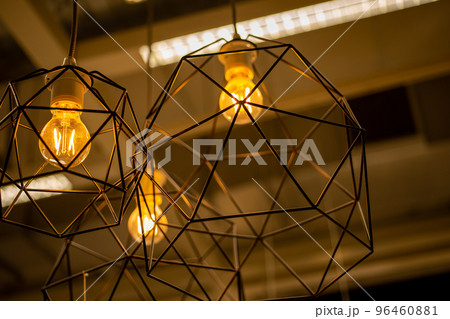 Golden desk lamp light modern copper background Golden desk lamp light modern copper background 96460881