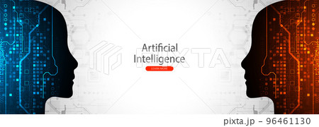 Artificial Intelligence. Technical background with a silhouette of a man. Big data concept. Machine cyber mind. 96461130