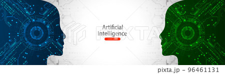 Artificial Intelligence. Technical background with a silhouette of a man. Big data concept. Machine cyber mind. Artificial Intelligence. Technical background with a silhouette of a man. Big data concept. Machine cyber mind. 96461131
