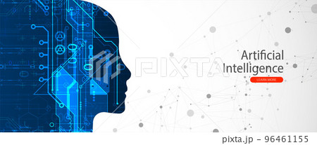 Artificial Intelligence. Technical background with a silhouette of a man. Big data concept. Machine cyber mind. Artificial Intelligence. Technical background with a silhouette of a man. Big data concept. Machine cyber mind. 96461155