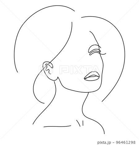 Line art trendy portrait of beautiful woman 96461298