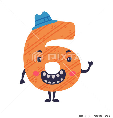 6 cute funny number character. Six comicのイラスト素材