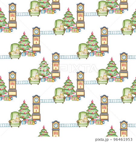 Hand drawn seamless design. Christmas corner 96461953