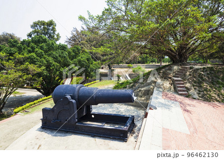 View of the cannon at Eternal Golden Castle in Tainan, Taiwan. The castle was built in 1874 and completed in 1876. View of the cannon at Eternal Golden Castle in Tainan, Taiwan. The castle was built in 1874 and completed in 1876. 96462130