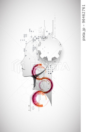 Artificial Intelligence. Technical background with a silhouette of a man. Big data concept. Machine cyber mind. Artificial Intelligence. Technical background with a silhouette of a man. Big data concept. Machine cyber mind. 96462761