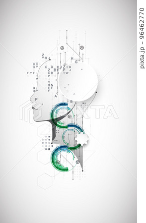 Artificial Intelligence. Technical background with a silhouette of a man. Big data concept. Machine cyber mind. Artificial Intelligence. Technical background with a silhouette of a man. Big data concept. Machine cyber mind. 96462770