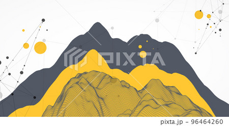 Trendy abstract wireframe background. Modern science or technology art elements. Surface illustration. Vector. 96464260