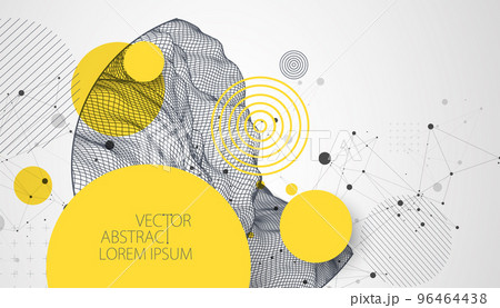 Trendy abstract wireframe background. Modern science or technology art elements. Surface illustration. Vector. 96464438