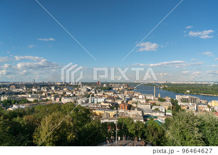 View of the historical center of Kyiv, the Dnieper River, Podil. 96464627