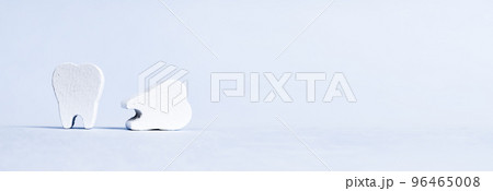 Abstract teeth banner with copy space for text, Blue background 96465008