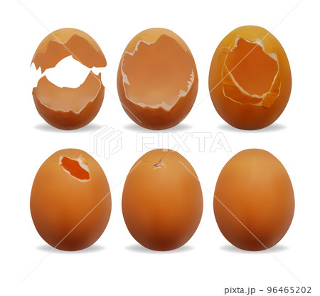 Realistic Detailed 3d Chicken Egg Broken and Whole Set. Vector illustration of Eggshell Cracking Stages 96465202