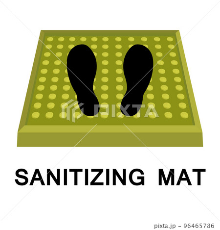 Sanitary mat. Disinfection mat icon. Disinfectant for shoes or foot baths with antiseptic solution. On a white background. The concept of coronavirus prevention, healthcare. Vector 96465786