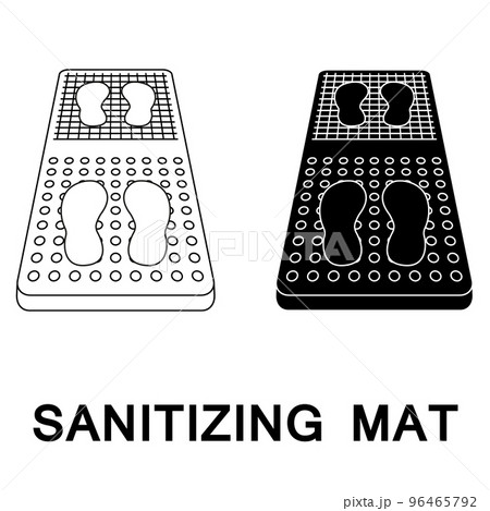 Sanitary mat. Disinfection mat icon. Disinfectant for shoes or foot baths with antiseptic solution. On a white background. The concept of coronavirus prevention, healthcare. Vector 96465792