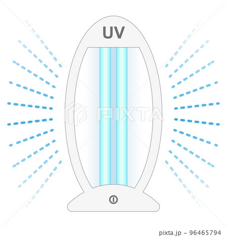Ultraviolet bactericidal lamp. Surface cleaning, medical disinfection procedure. Illustration of a medical device for home, clinic, hospital. Prevention of the coronavirus pandemic. Vector Ultraviolet bactericidal lamp. Surface cleaning, medical disinfection procedure. Illustration of a medical device for home, clinic, hospital. Prevention of the coronavirus pandemic. Vector 96465794