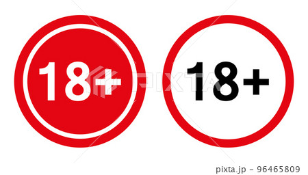 Under the age of eighteen is prohibited only for adults. Not allowed for people under 18 years. Parental control. Isolated on white background. Flat style. Vector 96465809