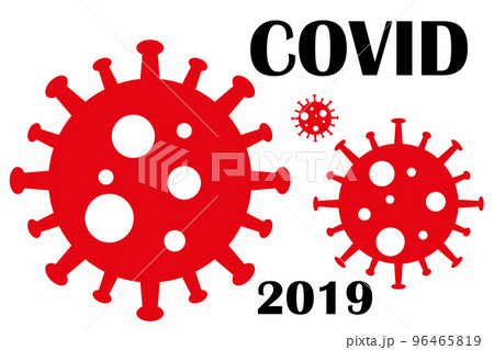 Dangerous virus icon illustration. Crown virus warning sign logo concept isolated on white background. COVID 19. Illustration of a dangerous virus icon. Pandemic. Vector 96465819