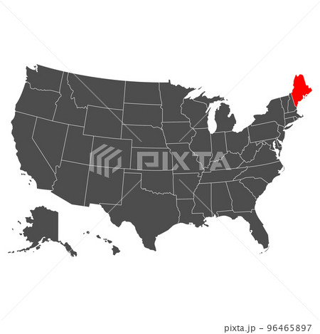 Vector map of the state of Maine. High detailed illustration. Country of the United States of America. Flat style. Vector Vector map of the state of Maine. High detailed illustration. Country of the United States of America. Flat style. Vector 96465897