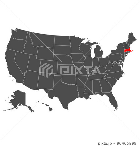 Massachusetts vector map. High detailed illustration. Country of the United States of America. Flat style. Vector 96465899