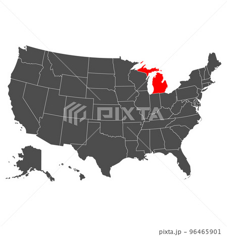 Michigan vector map. High detailed illustration. Country of the United States of America. Flat style. Vector 96465901