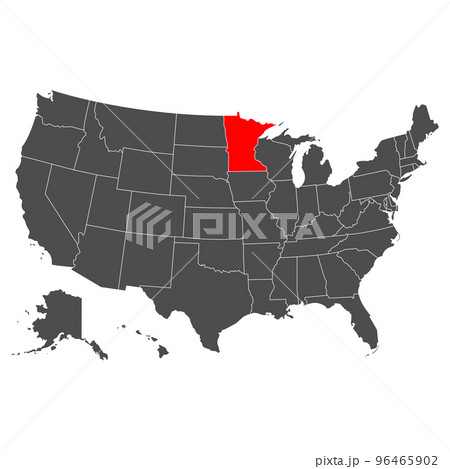 Vector map of Minnesota. High detailed illustration. Country of the United States of America. Flat style. Vector 96465902
