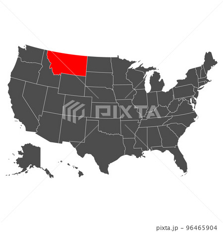 Vector map of Montana. High detailed illustration. Country of the United States of America. Flat style. Vector 96465904